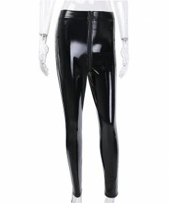 Laidtex High Waisted Zipped Vinyl Pants Latex Clothing