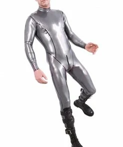 Latexfun Swank Silver Rubber Catsuit Latex Clothing