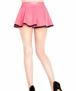 Laidtex Cheerleader Pink Latex Mini Skirt Latex Clothing