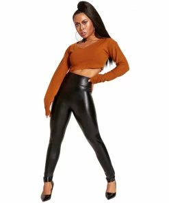 Laidtex Stretchy High Waisted Vinyl Leggings