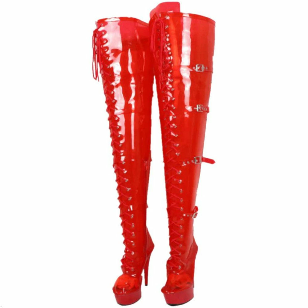 Laidtex Sassy See-Through Red PVC Boots Latex Clothing 5 Laidtex Sassy See-Through Red PVC Boots Latex Clothing