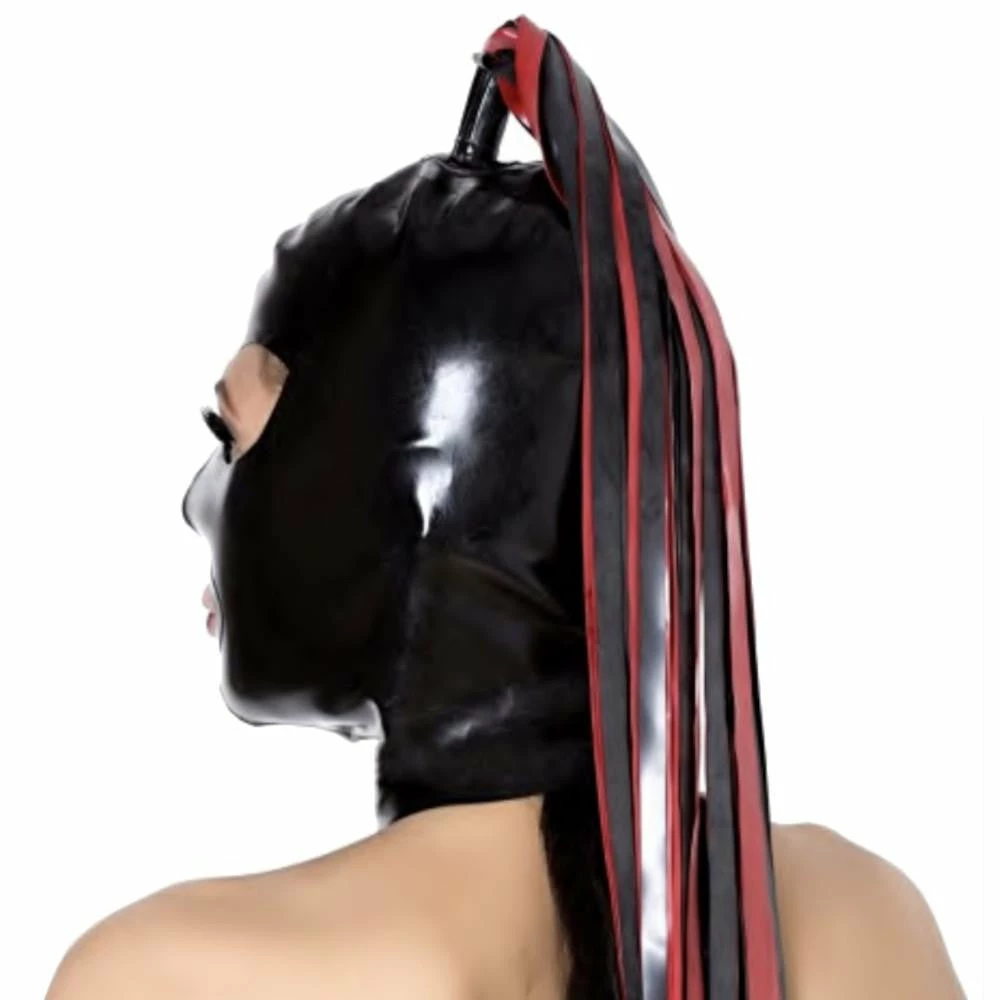 Laidtex Latex Clothing Latex Rubber Mask With Ponytail 4 Laidtex Latex Clothing Latex Rubber Mask With Ponytail