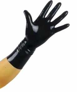 Latexfun Latex Clothing Bodacious Black Rubber Gloves