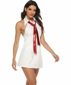 Laidtex Latex Clothing Suave White Vinyl Dress