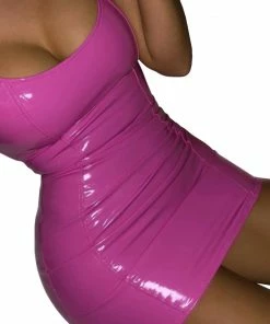 Laidtex Latex Clothing Pink PVC Party Dress