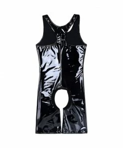 Laidtex Patent Open Crotch Catsuit