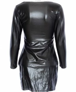 Latexfun Latex Clothing Sexy Long Sleeve Faux Leather Dress 9 Latexfun Latex Clothing Sexy Long Sleeve Faux Leather Dress