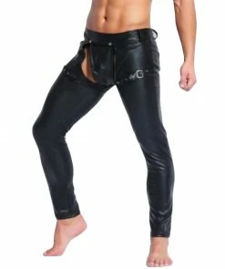 Laidtex Open Crotch Black Vinyl Trousers