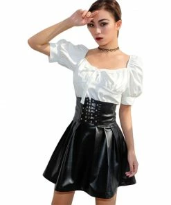 Laidtex Corseted PVC Skater Skirt Latex Clothing