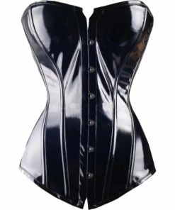 Laidtex Black Zipped PVC Underbust Corset Latex Clothing