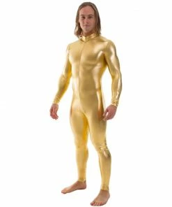 Laidtex Latex Clothing Men's Fashionable Gold Catsuit
