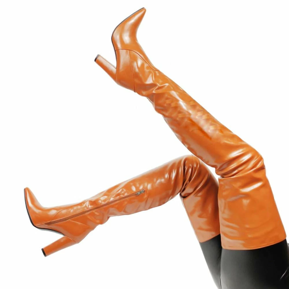 Laidtex Knee High Side Zippered Latex Shoes 6 Laidtex Knee High Side Zippered Latex Shoes