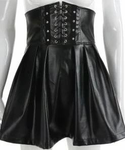 Laidtex Corseted PVC Skater Skirt Latex Clothing