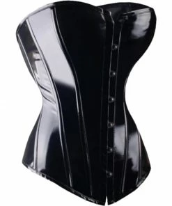 Laidtex Black Zipped PVC Underbust Corset Latex Clothing
