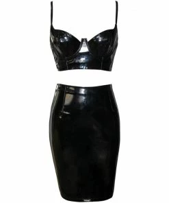 Laidtex Vinyl Skirt And Tube Top Outfit