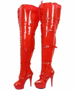 Laidtex Sassy See-Through Red PVC Boots Latex Clothing