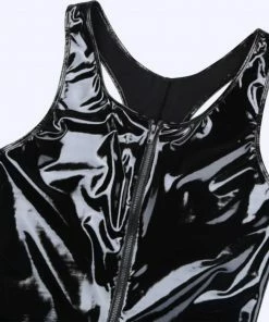 Laidtex Patent Open Crotch Catsuit