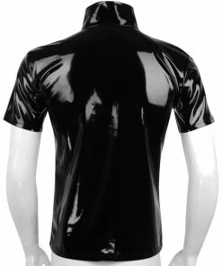 Laidtex Latex Clothing Black PVC Zippered Top