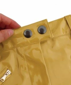 Laidtex Yellow Vinyl Skirt With Pockets