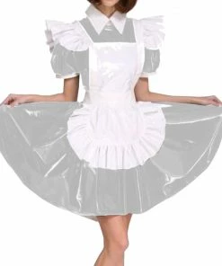 Laidtex White Aproned PVC Maid Dress 21 Laidtex White Aproned PVC Maid Dress