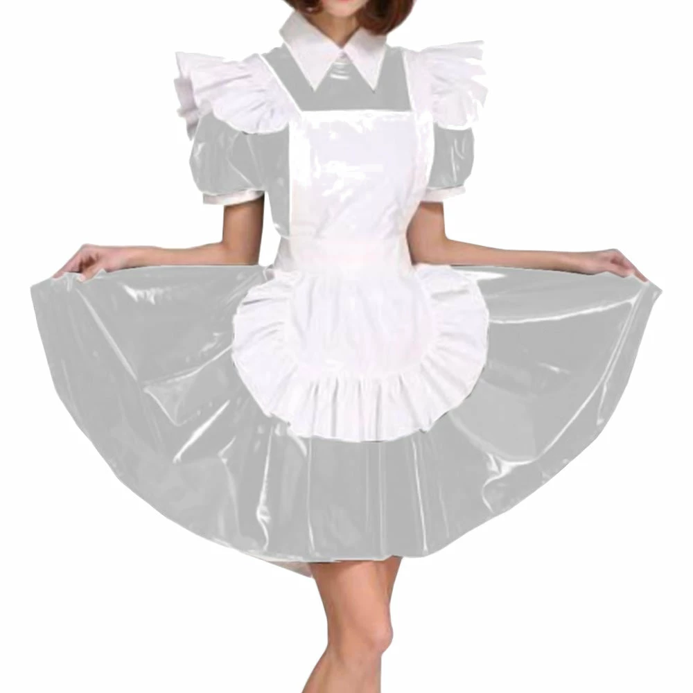 Laidtex White Aproned PVC Maid Dress 11 Laidtex White Aproned PVC Maid Dress