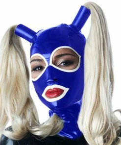Latexfun Latex Clothing Provocative Latex Mask With Pigtails