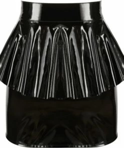 Laidtex Latex Clothing Black Vinyl Peplum Mini Skirt