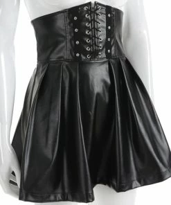 Laidtex Corseted PVC Skater Skirt Latex Clothing