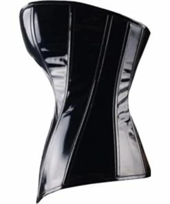 Laidtex Black Zipped PVC Underbust Corset Latex Clothing
