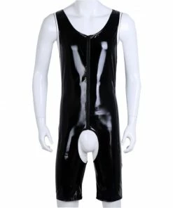 Laidtex Patent Open Crotch Catsuit