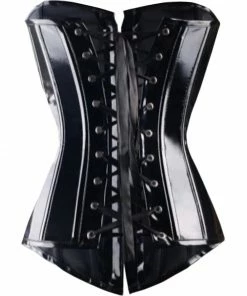 Laidtex Black Zipped PVC Underbust Corset Latex Clothing