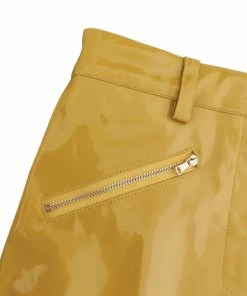 Laidtex Yellow Vinyl Skirt With Pockets