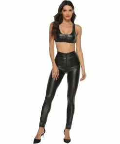 Laidtex Stretchy Black PVC Leggings