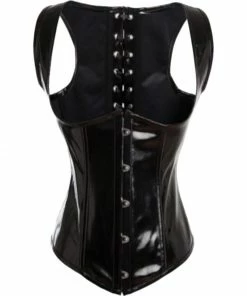 Laidtex Black Zipped PVC Underbust Corset Latex Clothing