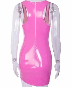 Laidtex Latex Clothing Pink PVC Party Dress