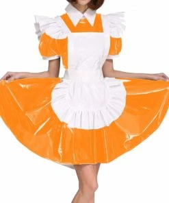 Laidtex White Aproned PVC Maid Dress