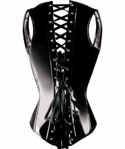 Laidtex Black Zipped PVC Underbust Corset Latex Clothing