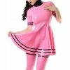 Laidtex Pink Latex Dress With Stockings