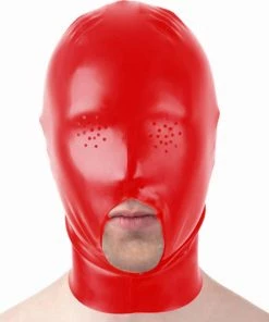 Laidtex Open Mouth Latex Bondage Hood